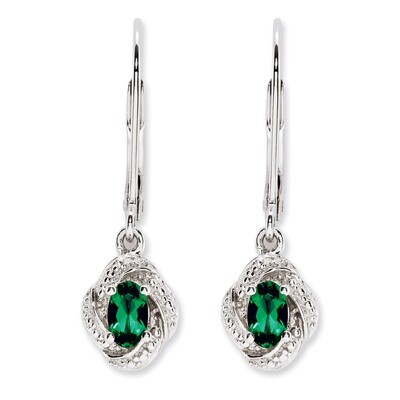 May Created Emerald Earrings Sterling Silver Diamond QBE12MAY, MPN: QBE12MAY, 883957431338