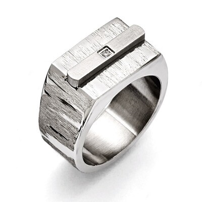 Brushed and Polished with Synthetic Diamond Ring - Stainless Steel SR380 by Chisel, MPN: SR380, 883…