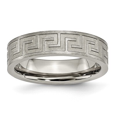 Greek Key 6mm Satin &amp; Polished Band Titanium TB342-10.5