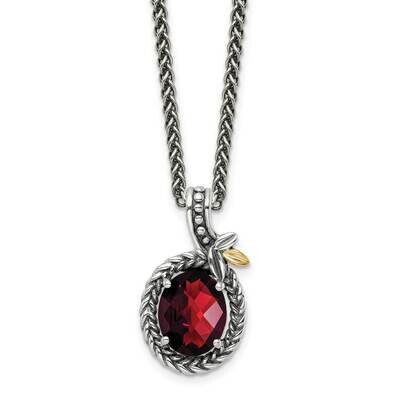 Sterling Silver with Braided Oval 2.73Ga Garnet Necklace 18 Inch 14k Gold QTC1762, MPN: QTC1762,