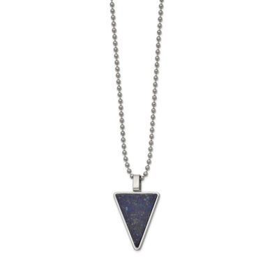 Genuine Lapis Triangle 22 Inch Necklace Stainless Steel Polished SRN2640-22 by Chisel, MPN: SRN2640…