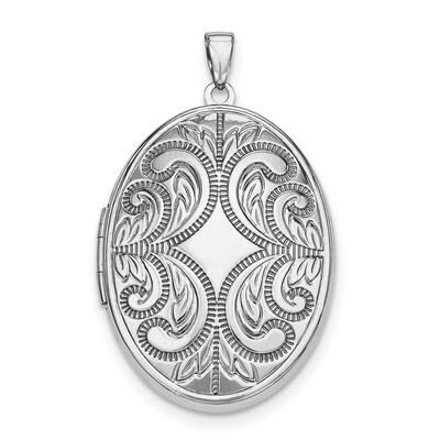 Oval Scroll Locket Sterling Silver Rhodium-plated QLS616, MPN: QLS616, 886774639215