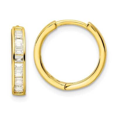 Gold-Tone CZ Diamond Hinged Hoop Earrings Sterling Silver Polished QE16296, MPN: QE16296, 196904167…