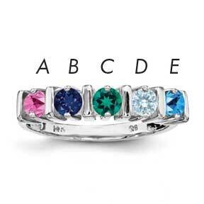 Synthetic 5 Stone Mother&#39;s Ring Sterling Silver Rhodium-plated XMR6/5SS-10, MPN: XMR6_5W--6, 883957…