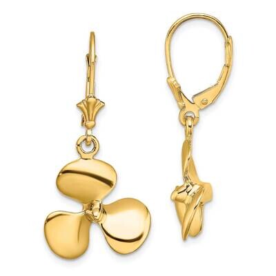 Three Blade Propeller Leverback Earring 14k Gold 3-D TF1842, MPN: TF1842, 637218177547