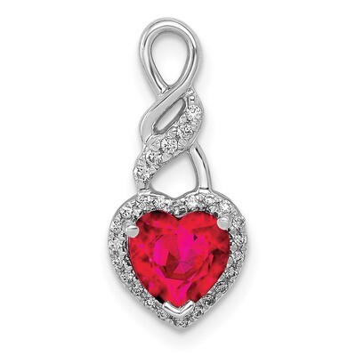 Diamond and Ruby Heart Chain Slide 14k White Gold PM5273-RU-010-WA