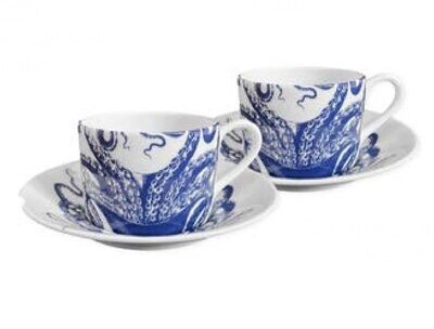 Caskata Lucy Cup and Saucer Set of 2 Blue HCS-380, MPN: HCS-380, 816666029534