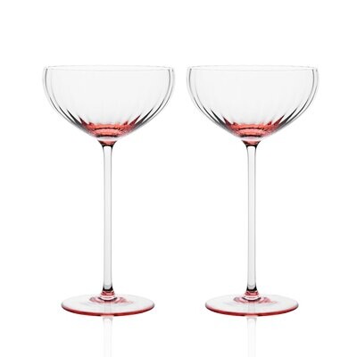Caskata Quinn Optic Coupe Cocktail Glasses Set of 2 Rose GL-OCOUP-300, MPN: GL-OCOUP-300, 817325011…