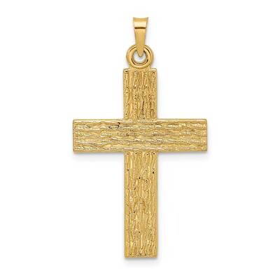 Wood Texture Solid Cross Pendant 14k Gold Polished XR1882, MPN: XR1882, 196904091395