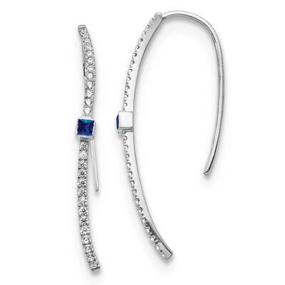 Sapphire Earrings 14k White Gold Diamond EM4312-SA-033-WA, MPN: EM4312-SA-033-WA, 191101838293