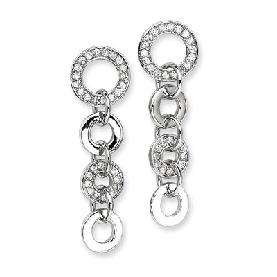 CZ Circle Dangle Post Earrings Sterling Silver QE5017