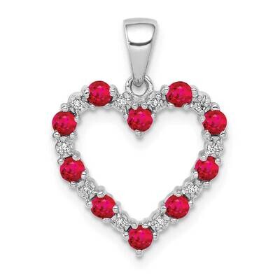 .35 Ruby Heart Pendant 14k White Gold Diamond PM5270-RU-003-WA, MPN: PM5270-RU-003-WA, 883957308791