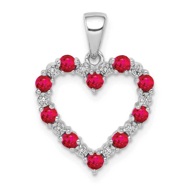 .35 Ruby Heart Pendant 14k White Gold Diamond PM5270-RU-003-WA, MPN: PM5270-RU-003-WA, 883957308791