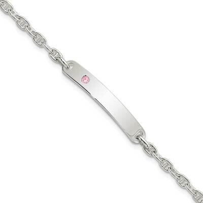 Id with Pink CZ Diamond Bracelet Sterling Silver Polished QID222-7.5, MPN: QID222-7.5, 196904164488