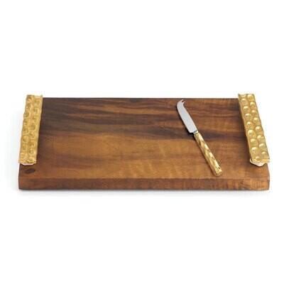Michael Wainwright Truro Gold Wood Cheese Tray With Knife, MPN: 858211, 878686018240ÿ