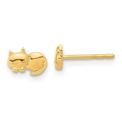 Cat Post Earrings 14k Gold Polished YE2104, MPN: YE2104, 191101786235