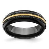 Edward Mirell Black Ti Patterned 7mm Band 14k Gold EMR331-10, MPN: EMR331, 191101332029