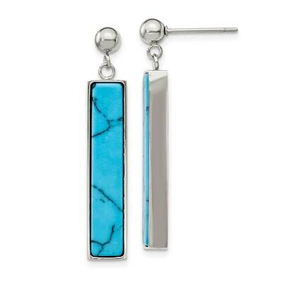 Reconstructed Howlite Post Dangle Earrings Stainless Steel Polished SRE1337, MPN: SRE1337, 19110186…
