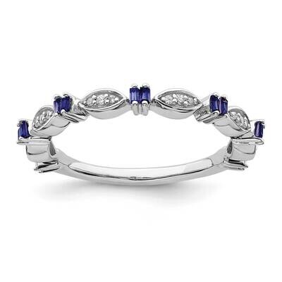 Created Sapphire Diamond Ring Sterling Silver QSK2176, MPN: QSK2176, 191101209178