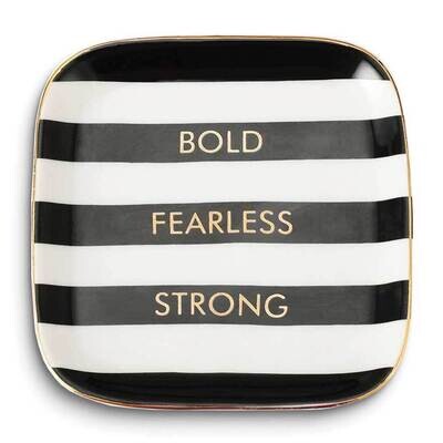 Black and White Striped BOLD FEARLESS STRONG Ceramic Trinket Dish GM25232, MPN: GM25232, 7880891664…