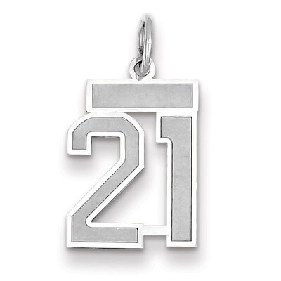 Number 21 Charm Small Satin 14k white Gold WSS21, MPN: WSS21, 883957071138