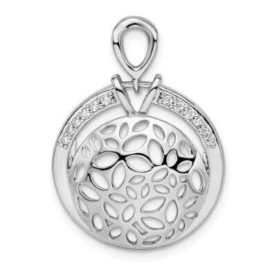 Cut Out CZ Diamond Circle Pendant Sterling Silver Rhodium-Plated QP5566, MPN: QP5566,