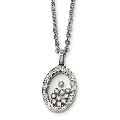 Floating CZ Glass Necklace Stainless Steel SRN2259-18 by Chisel, MPN: SRN2259-18, 191101559396