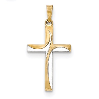 Satin and Polished Latin Cross Pendant 14k Gold &amp; Rhodium XR1416, MPN: XR1416, 886774619682