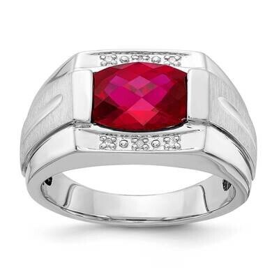 Sterling Silver CR Ruby &amp; Diamond Ring RMS1634/CRRU-SSBS45