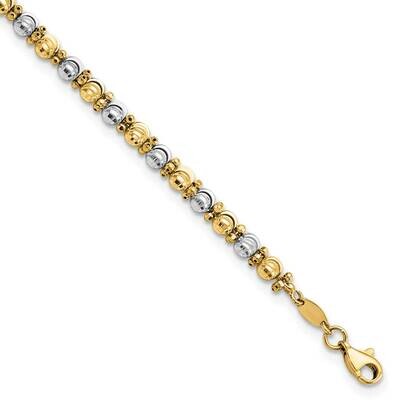 Diamond-Cut Round Bead Bracelet 14k Two-Tone Gold FB1905-7.25, MPN: FB1905-7.25, 883957812885
