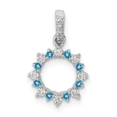 .08Ct. Diamond &amp; Blue Topaz Fancy Circle Pendant 14k White Gold PM3856-BT-012-WA, MPN: PM3856-BT-01…