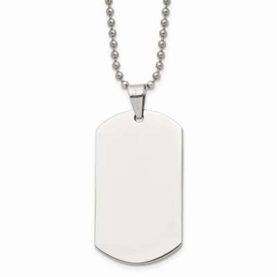Dog Tag Pendant Necklace Stainless Steel Polished SRN901-24 by Chisel, MPN: SRN901-24, 886774570433