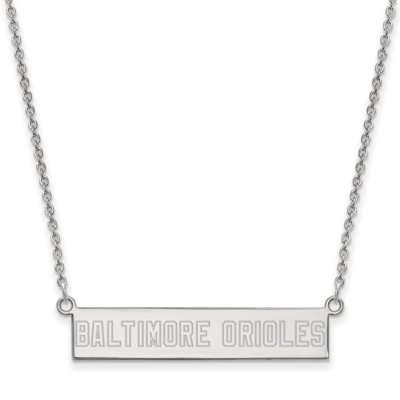 MLB Baltimore Orioles Small Bar Necklace Sterling Silver Rhodium-plated SS022ORI-18, MPN: SS022ORI-…