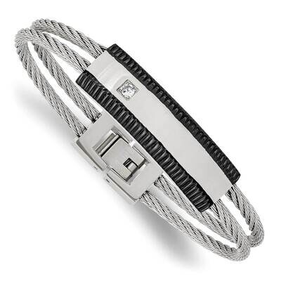 Polished Black Ip CZ Diamond 8.25 Inch Bracelet Stainless Steel Brushed SRB1241-8.25 by Chisel, MPN…