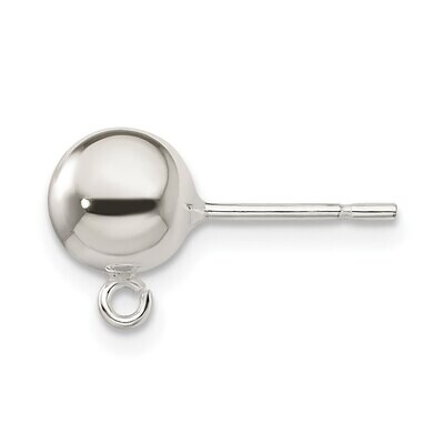 7.0mm Ball with Ring Earring Sterling Silver Polished SS3053, MPN: SS3053,
