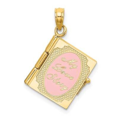 Moveable My Love Story Book Pendant 14k Gold Polished Enameled K6893, MPN: K6893, 637218129478