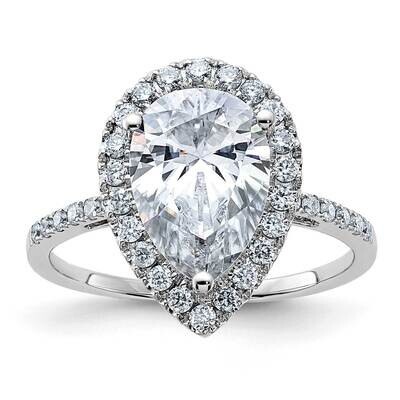 4ct. D E F Pure Light Pear Moissanite Halo Engagement Ring 14k White Gold RM2047E-300-WMP, MPN: RM2…
