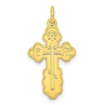 Polished Solid Miraculous Symbols Cross Pendant Sterling Silver Gold-Tone QC11130, MPN: QC11130,