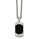 Leather Dogtag Necklace Stainless Steel Brushed Black SRN2128-24 by Chisel, MPN: SRN2128-24, 191101…