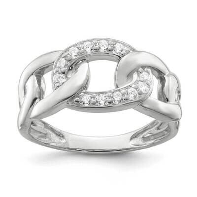 Link Ring Sterling Silver CZ Diamond QR6965, MPN: QR6965, 886774017266