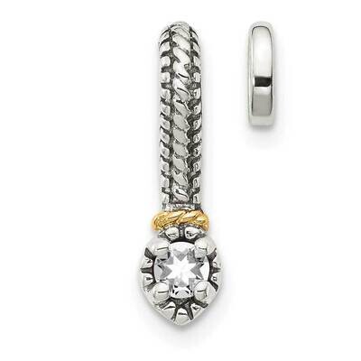 White Topaz Chain Slide Pendant Sterling Silver with 14k Gold Polished QTC1703, MPN: QTC1703, 88395…