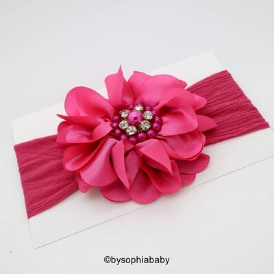 Baby Headband HeadwrapHot Pink Baby Headband Baby Girl Headband Photo Prop Big Flower Headband Pink…