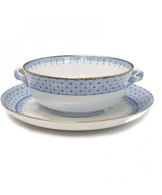 Mottahedeh Cornflower Lace Cream Soup &amp; Saucer S1455, MPN: S1455,