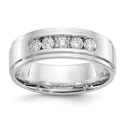 Vs/Si, D E F, Diamond Polished Step Edge Band 14k White Gold True Origin Lab Grown RM3532B-050-10.5…