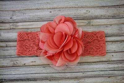 Baby Headband Coral Flower Headband Baby Flower Headband Big Flower Headband Baby Girl Headband Cor…