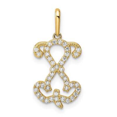 CZ Diamond Puppy Sitting Outline Pendant 14k Gold Polished YC1472, MPN: YC1472, 196904073223