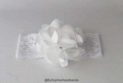 White Headband White Flower Headband Baptism Headband Communion Headband Photography Prop Wedding H…