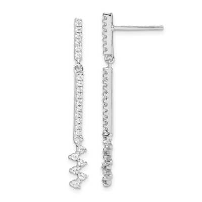 Dangle Earrings Sterling Silver Rhodium Plated CZ Diamond QE14242, MPN: QE14242, 886774012261