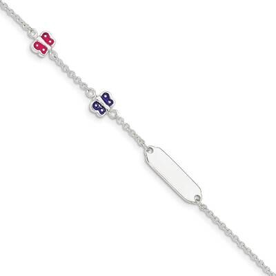 Enamel Butterfly Bar Children&#39;s with 1 inch Extender Bracel Sterling Silver Polished QG4800-5.5, MP…