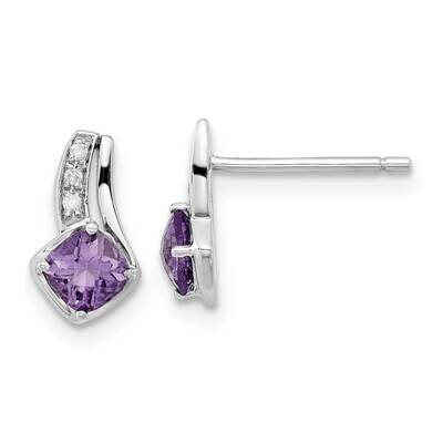 10k Gold White Gold Amethyst and Diamond Earrings EXS1655/AM-0WBS53